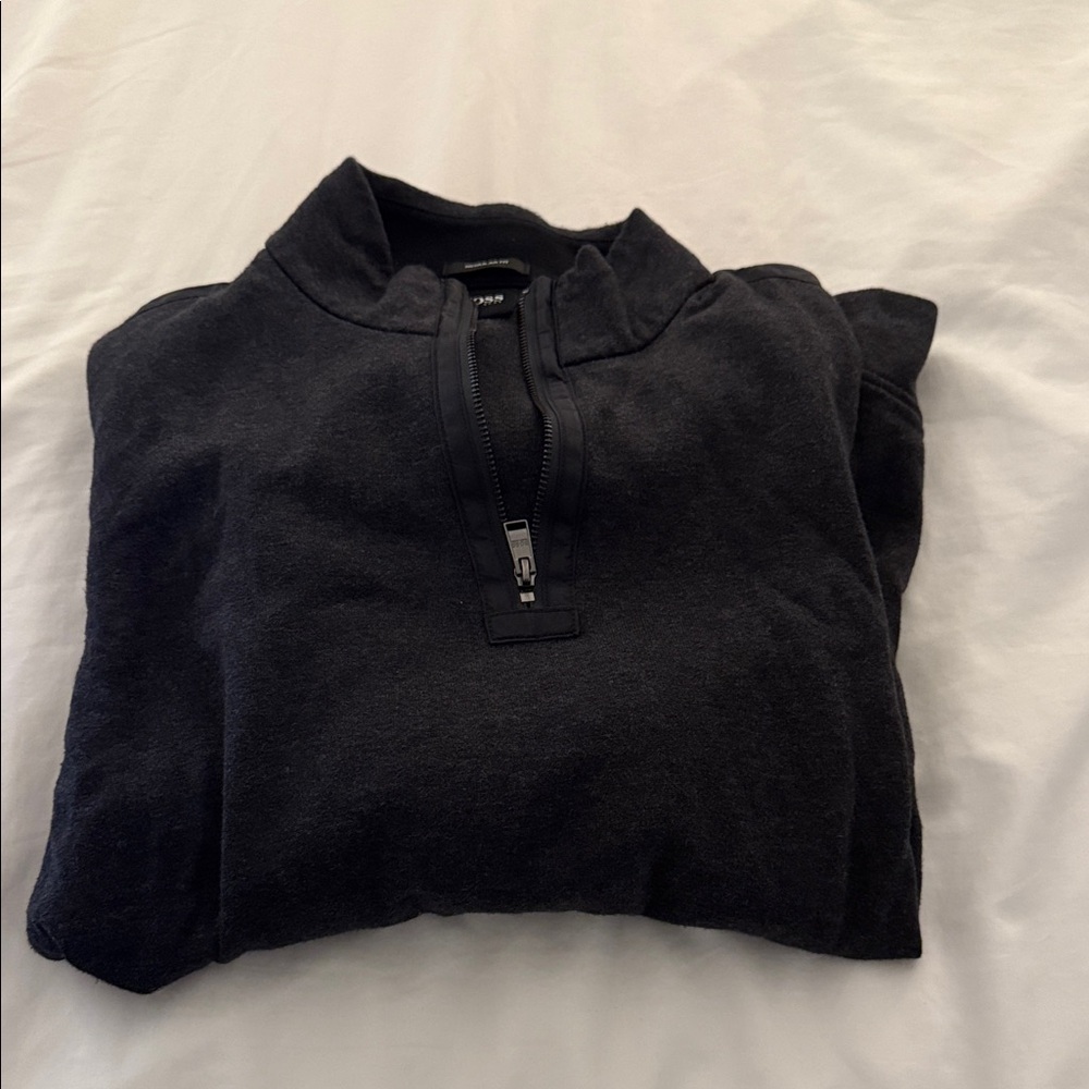 Boss Men's Black Zip-Up Sweater